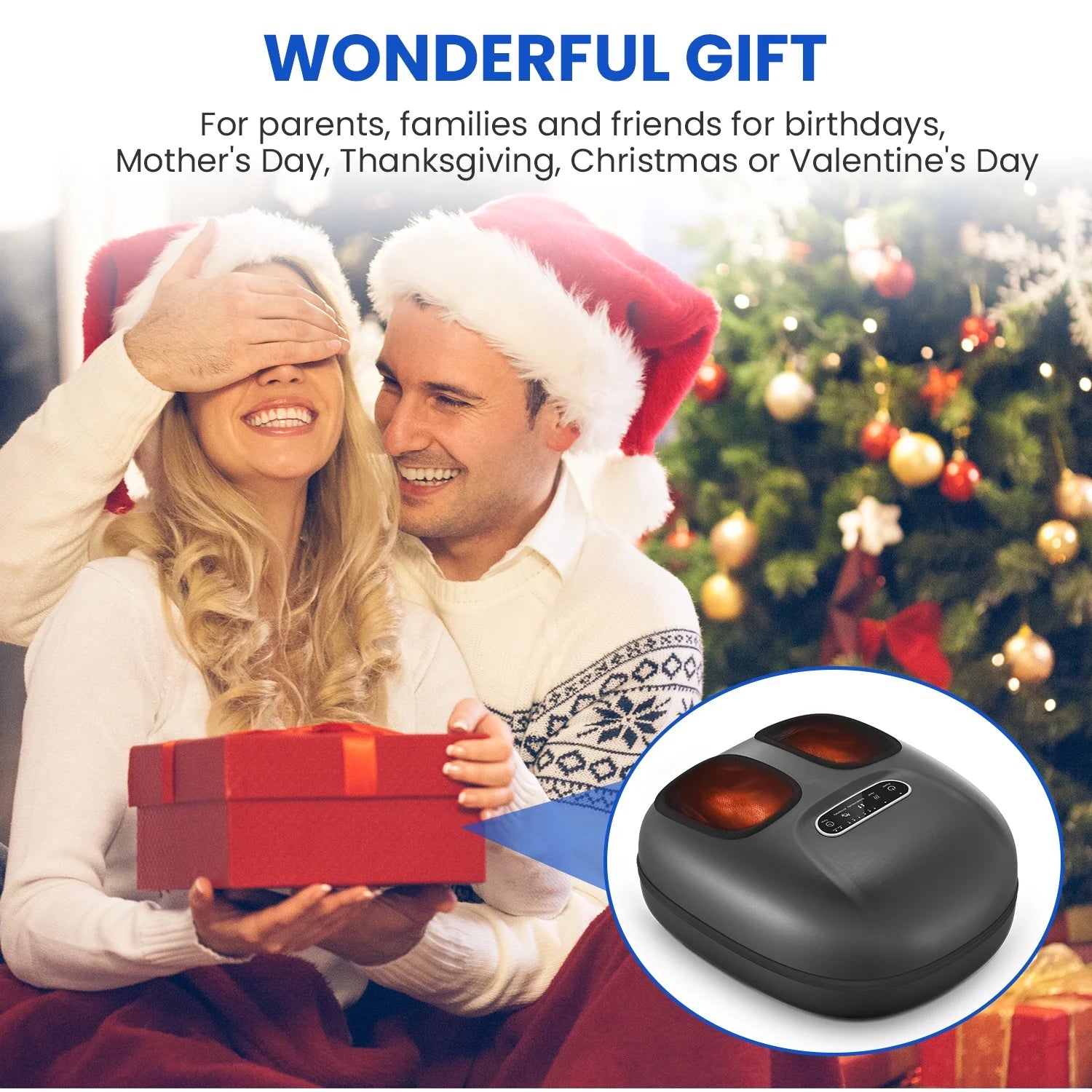 Shiatsu Foot Massager with Heat for Neuropathy Tired Foot Blood Circulation, FSA HSA Eligible, Fathers Day Gifts for Dad Men, Black
