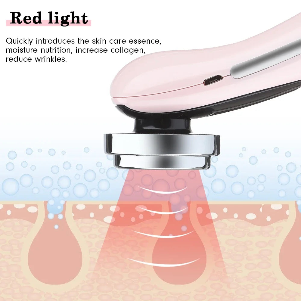 EMS Facial Massager LED Light Therapy Sonic Ion Vibration Skin Tightening Face Lifting anti Wrinkle Beauty Device Skin Care ./'\