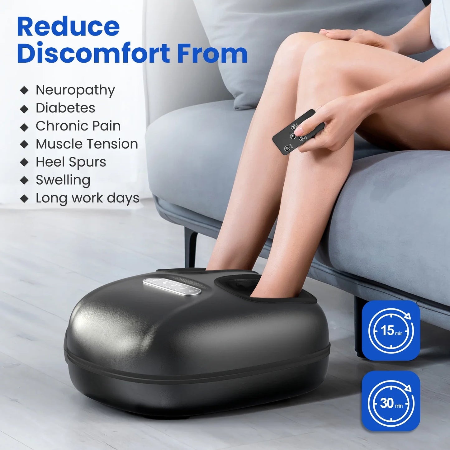 Shiatsu Foot Massager with Heat for Neuropathy Tired Foot Blood Circulation, FSA HSA Eligible, Fathers Day Gifts for Dad Men, Black