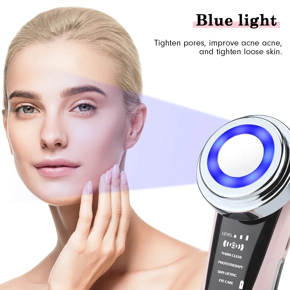 EMS Facial Massager LED Light Therapy Sonic Ion Vibration Skin Tightening Face Lifting anti Wrinkle Beauty Device Skin Care ./'\