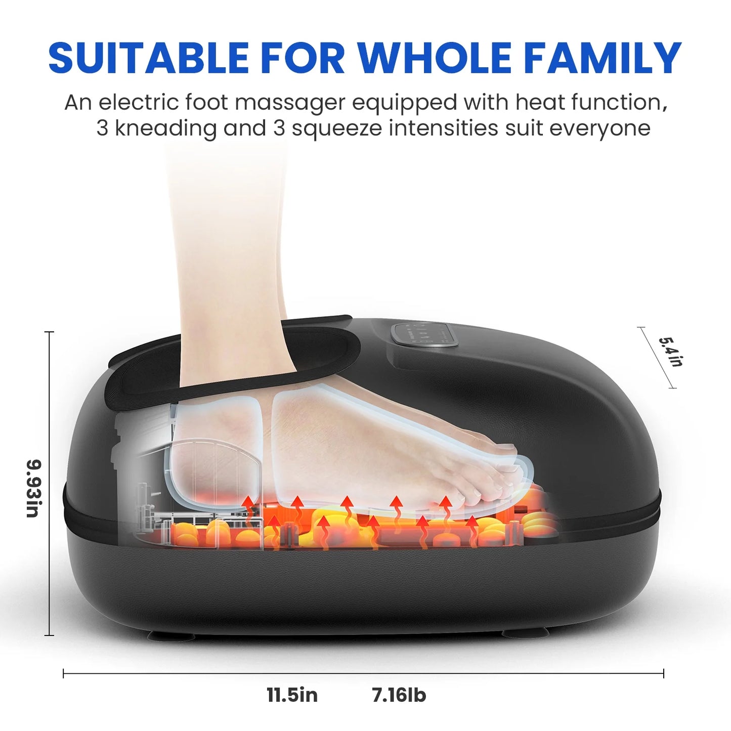 Shiatsu Foot Massager with Heat for Neuropathy Tired Foot Blood Circulation, FSA HSA Eligible, Fathers Day Gifts for Dad Men, Black