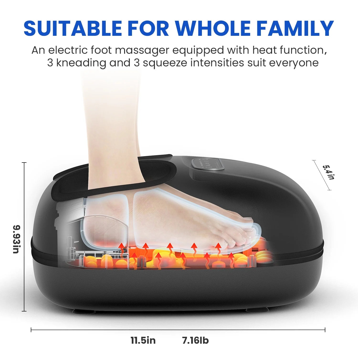 Shiatsu Foot Massager with Heat for Neuropathy Tired Foot Blood Circulation, FSA HSA Eligible, Fathers Day Gifts for Dad Men, Black