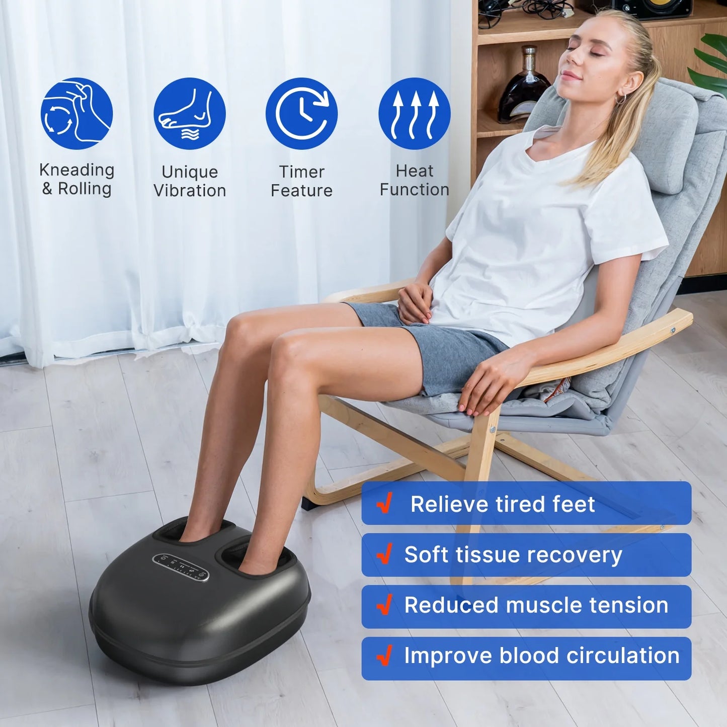 Shiatsu Foot Massager with Heat for Neuropathy Tired Foot Blood Circulation, FSA HSA Eligible, Fathers Day Gifts for Dad Men, Black