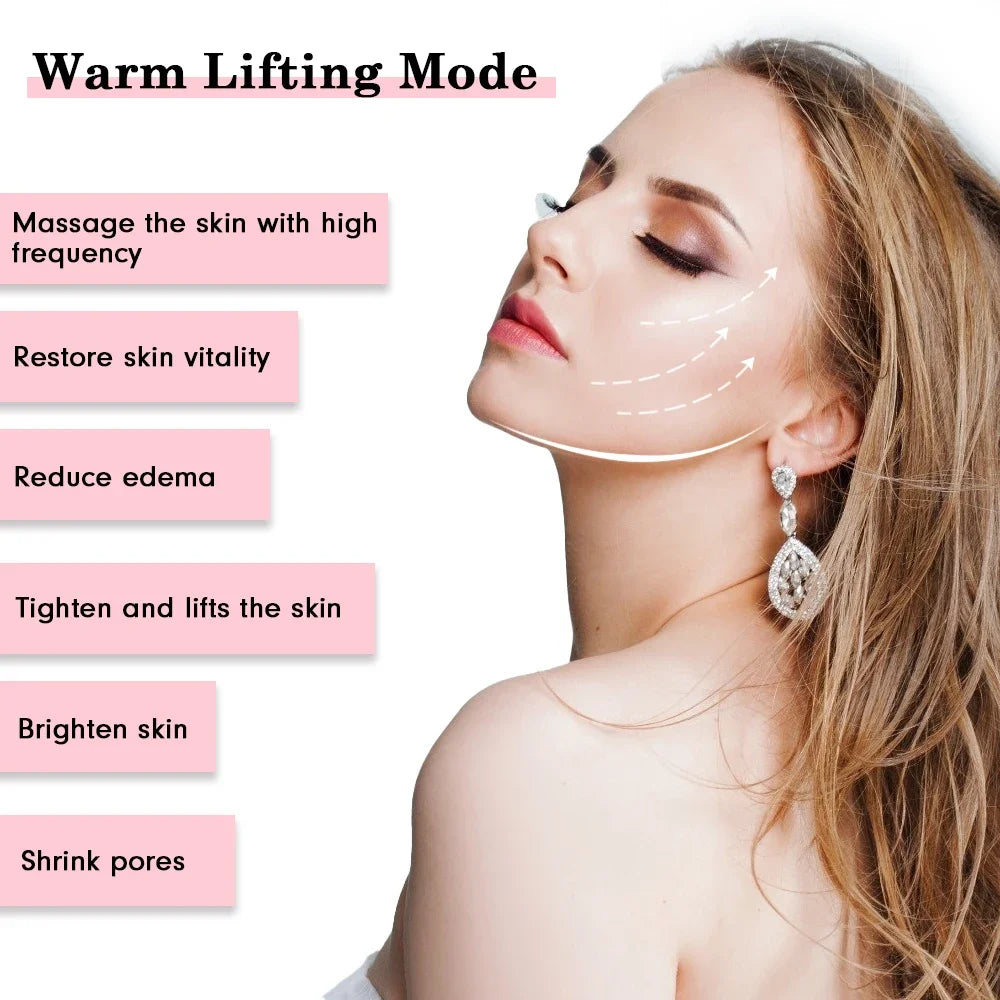 EMS Facial Massager LED Light Therapy Sonic Ion Vibration Skin Tightening Face Lifting anti Wrinkle Beauty Device Skin Care ./'\