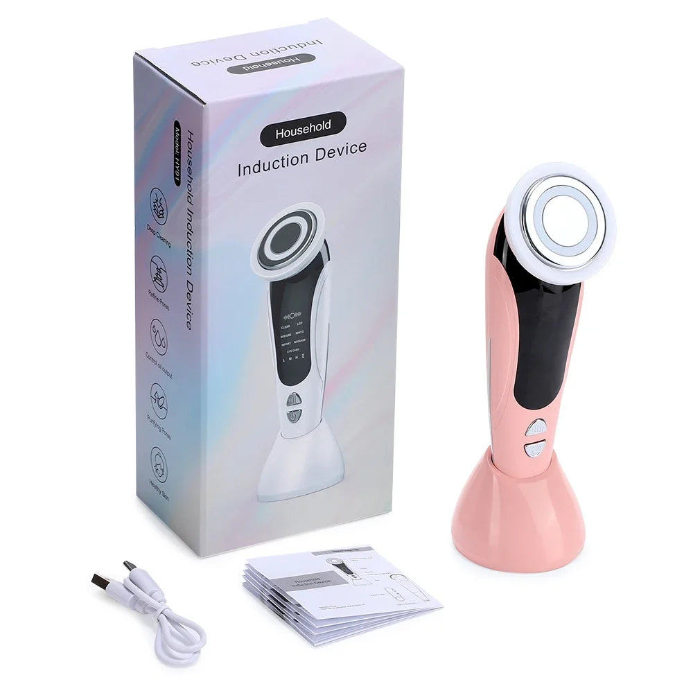 EMS Facial Massager LED Light Therapy Sonic Ion Vibration Skin Tightening Face Lifting anti Wrinkle Beauty Device Skin Care ./'\
